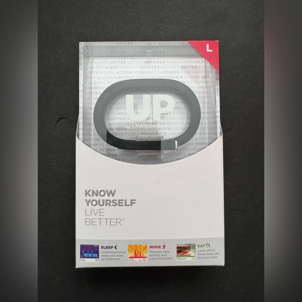 UP Jawbone JBR52a-LG Fitness Calories Exercise Activity Tracker LARGE Black NEW